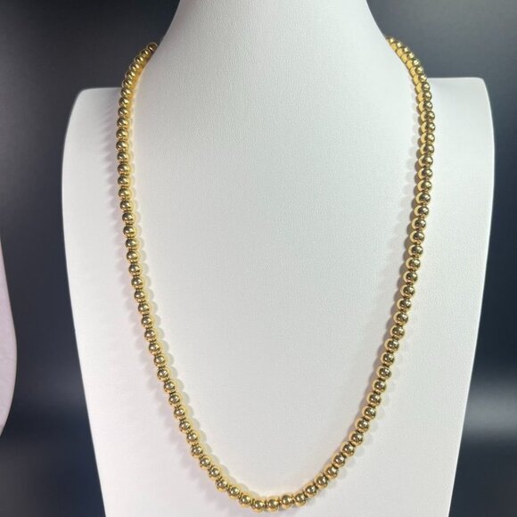 Monet Polished Gold-Tone Jewelry Beaded Necklace  with Domed Stud Earrings Set - Picture 2 of 12